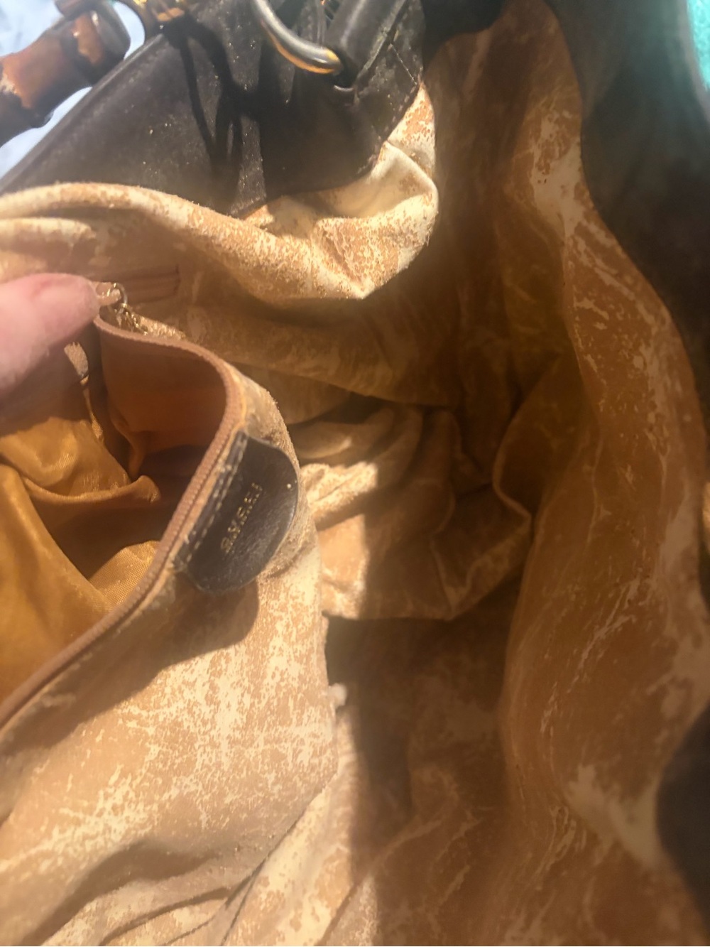 Vintage brown quiet luxury Leather Tote with Bamboo Handle - Picture 4 of 8